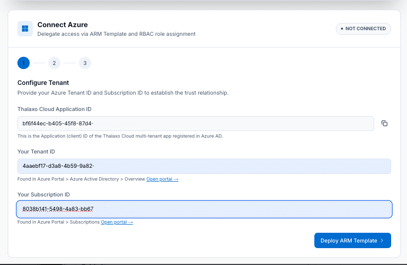 Azure Connection — Step 1