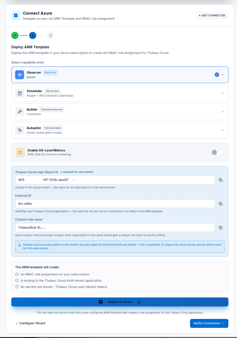 Azure Connection — Step 2 ARM Deploy