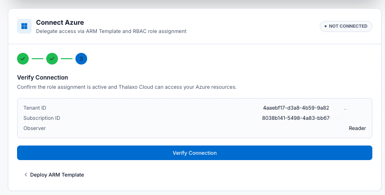 Azure Connection — Step 3 Verify